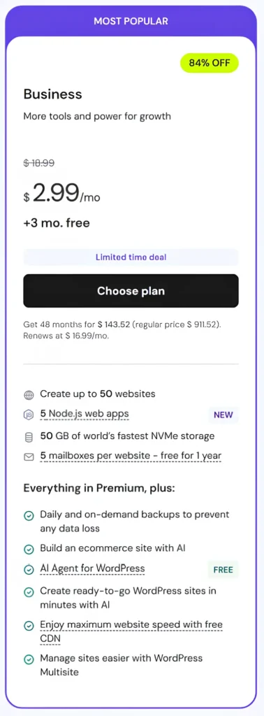 hostinger business Shared Hosting