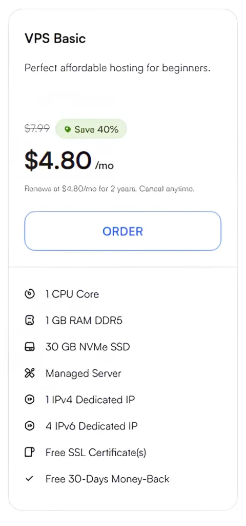 UltaHost VPS Basic Plan Specifications